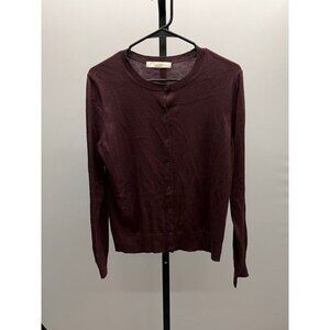 LOFT Maroon Wool Blend Cardigan Sweater